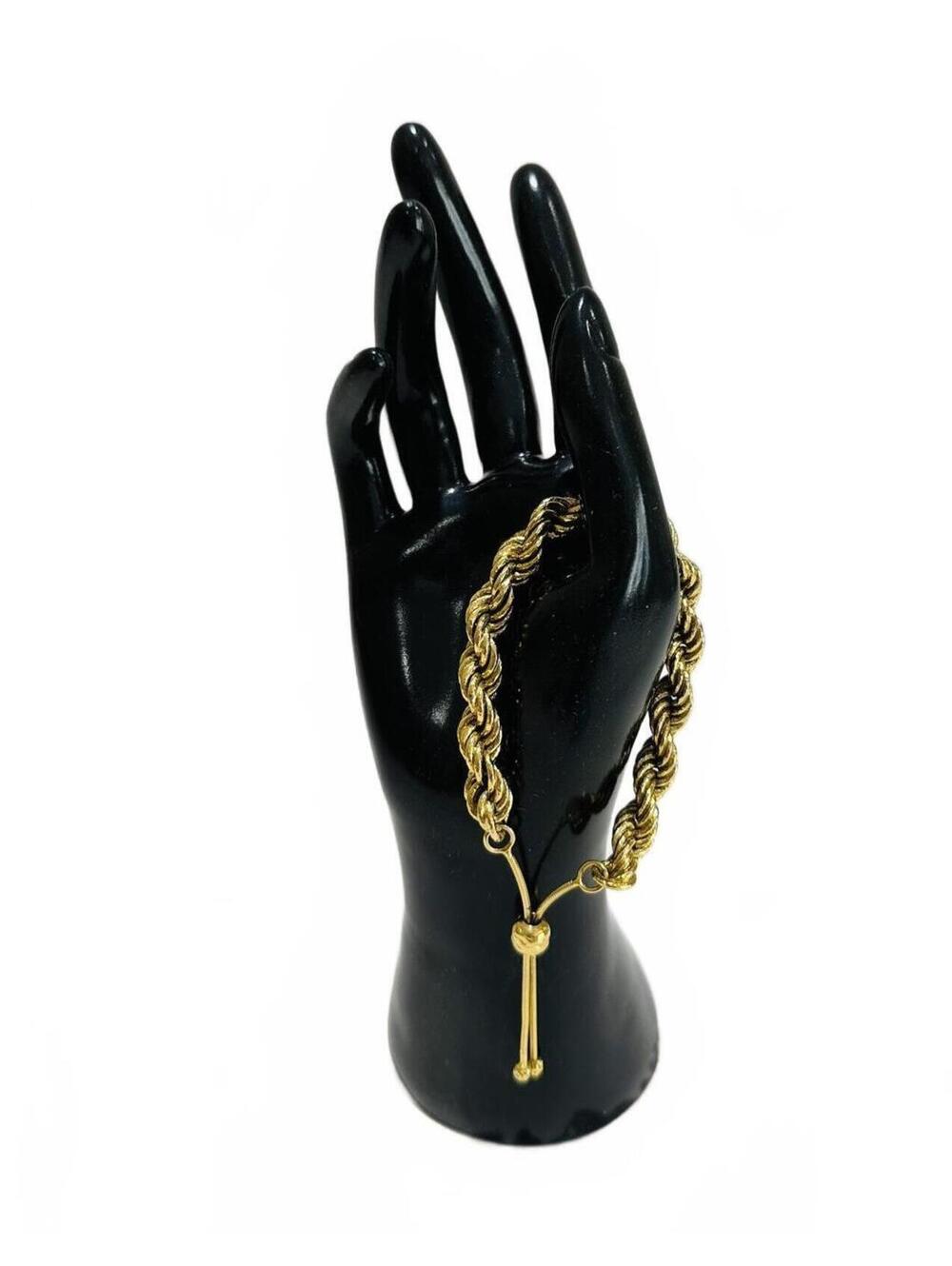 Gold Tone Rope Chain Adjustable Bracelet